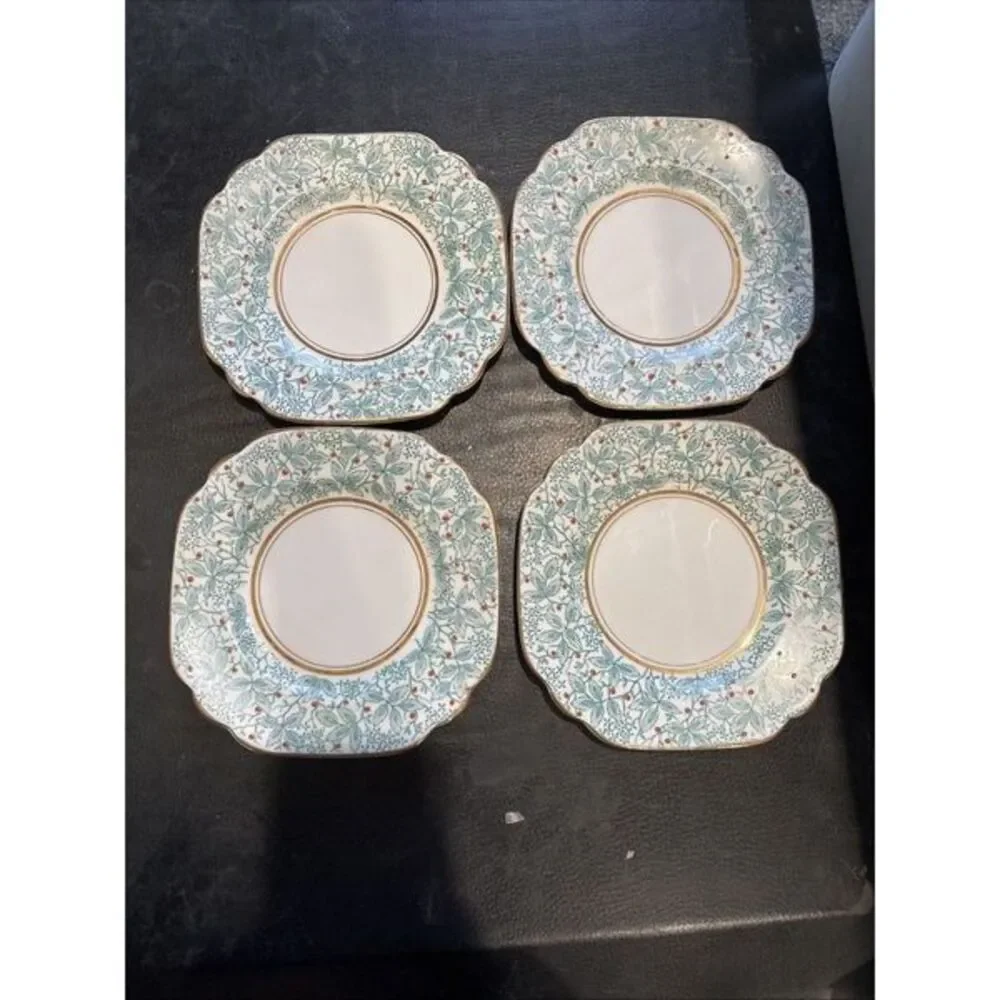 Queen's Rosina Bone China Stratford Salad Cake Plates Made in England Lot Of 4